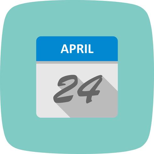 April 24th Date on a Single Day Calendar vector