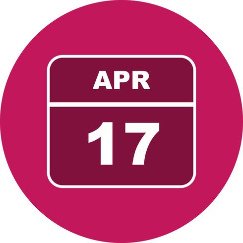 April 17th Date on a Single Day Calendar vector