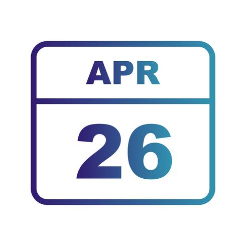 April 26th Date on a Single Day Calendar vector