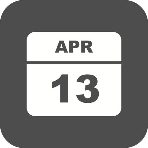 13 de abril Fecha en un calendario de un solo día vector