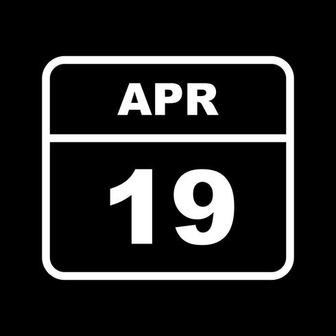 April 19th Date on a Single Day Calendar vector