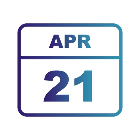 April 21st Date on a Single Day Calendar vector