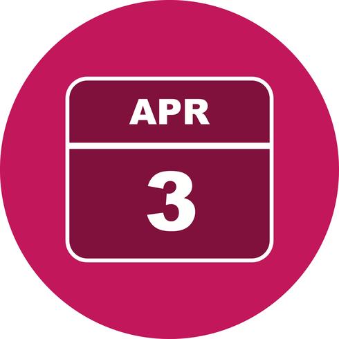 April 3rd Date on a Single Day Calendar vector