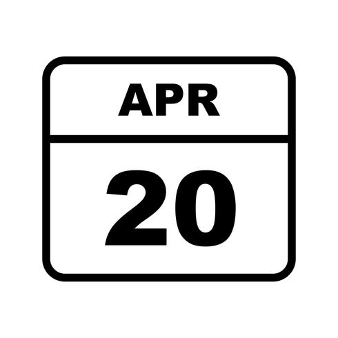 April 20th Date on a Single Day Calendar vector