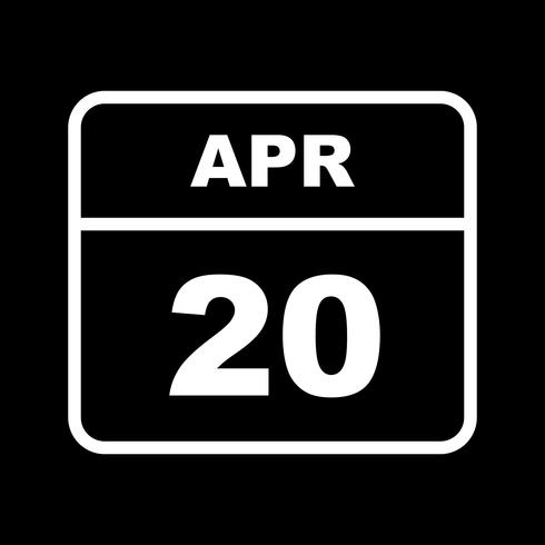 April 20th Date on a Single Day Calendar vector