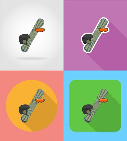 sport equipment for snowboarding flat icons vector illustration