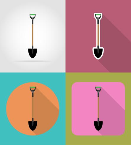 gardening tool shovel flat icons vector illustration