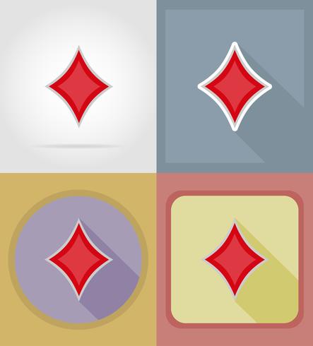 diamond card suit casino flat icons vector illustration