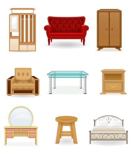 conjunto de iconos muebles vector illustration