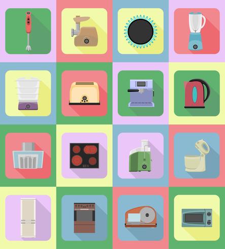 household appliances for kitchen flat icons vector illustration