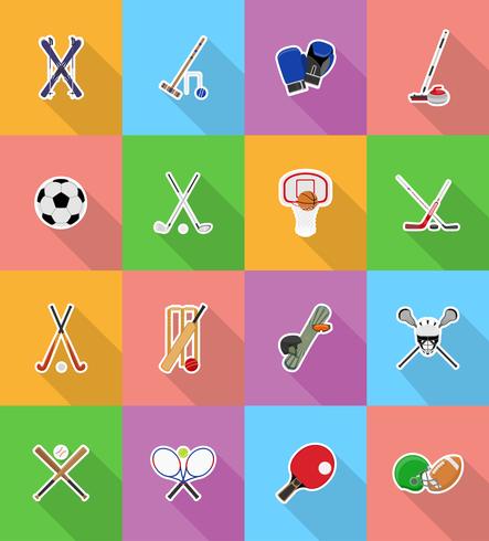 sport equipment flat icons illustration vector