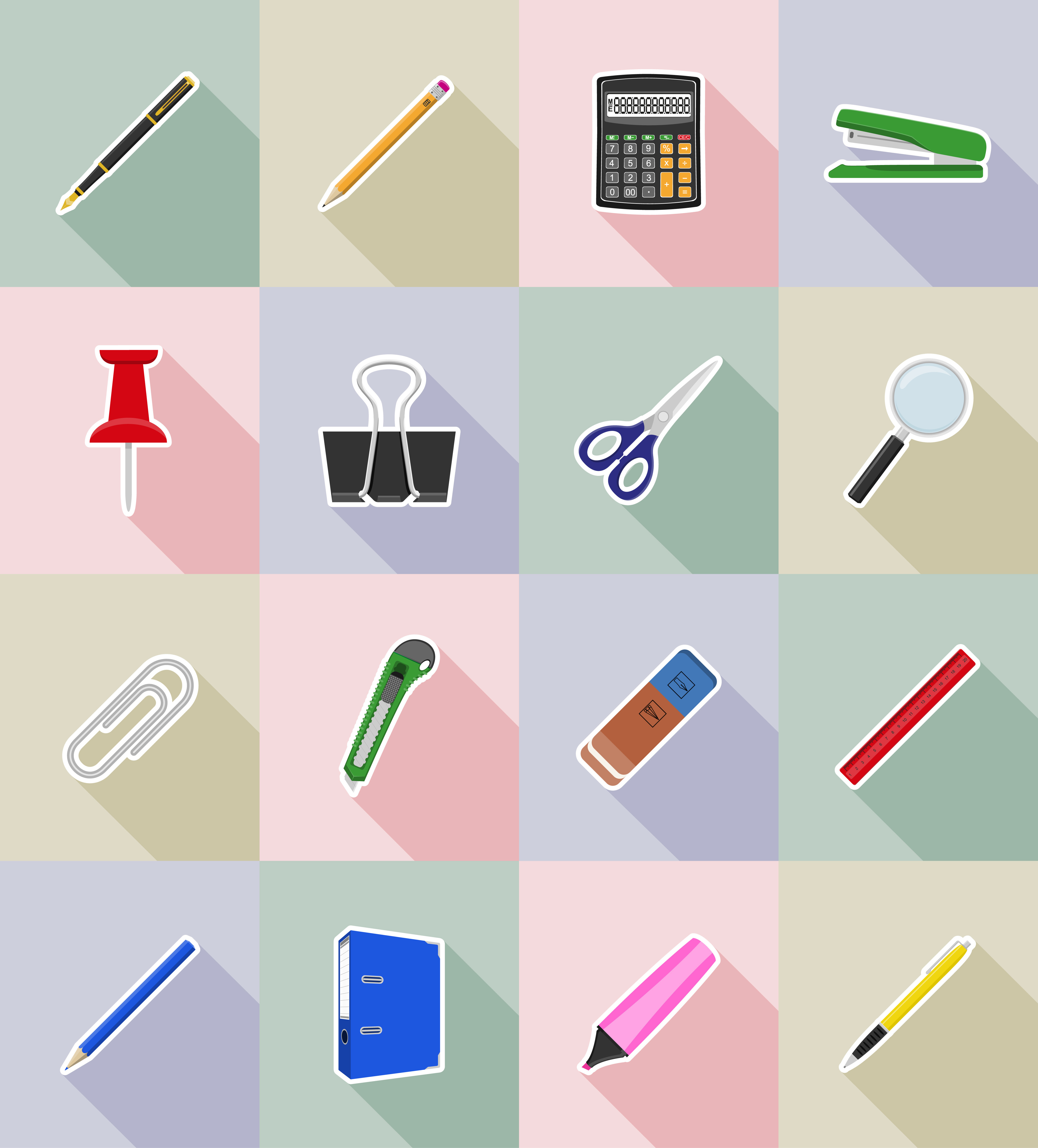 stationery equipment set flat icons vector illustration 488315 Vector