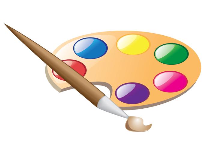 palette and brush for drawing vector