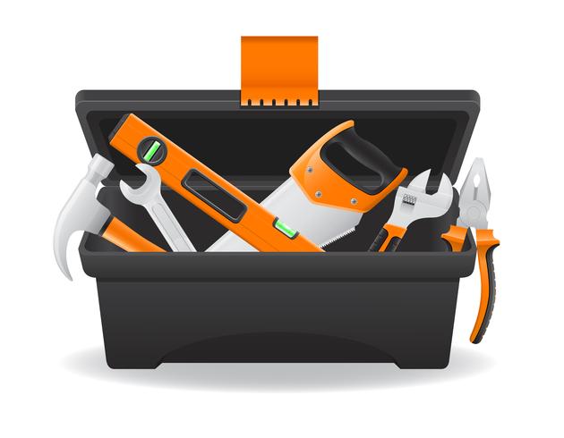 open plastic tool box vector illustration