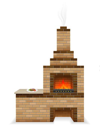 Horno de barbacoa construido de ladrillos vector illustration