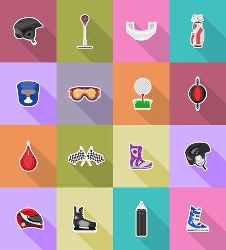 Equipo de juego de deporte iconos planos vector illustration