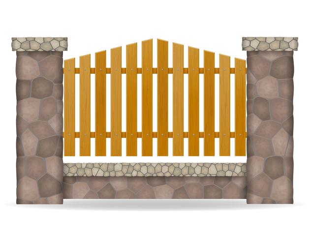 stone fence vector illustration