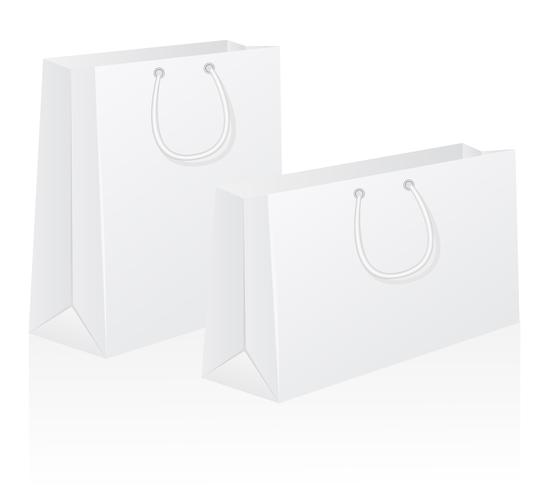 conjunto de ilustración de vector de bolsa de shoping de papel en blanco blanco