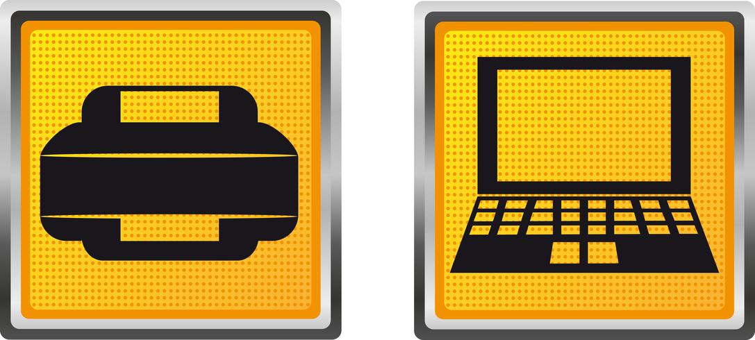 icons printer and computer for design vector illustration