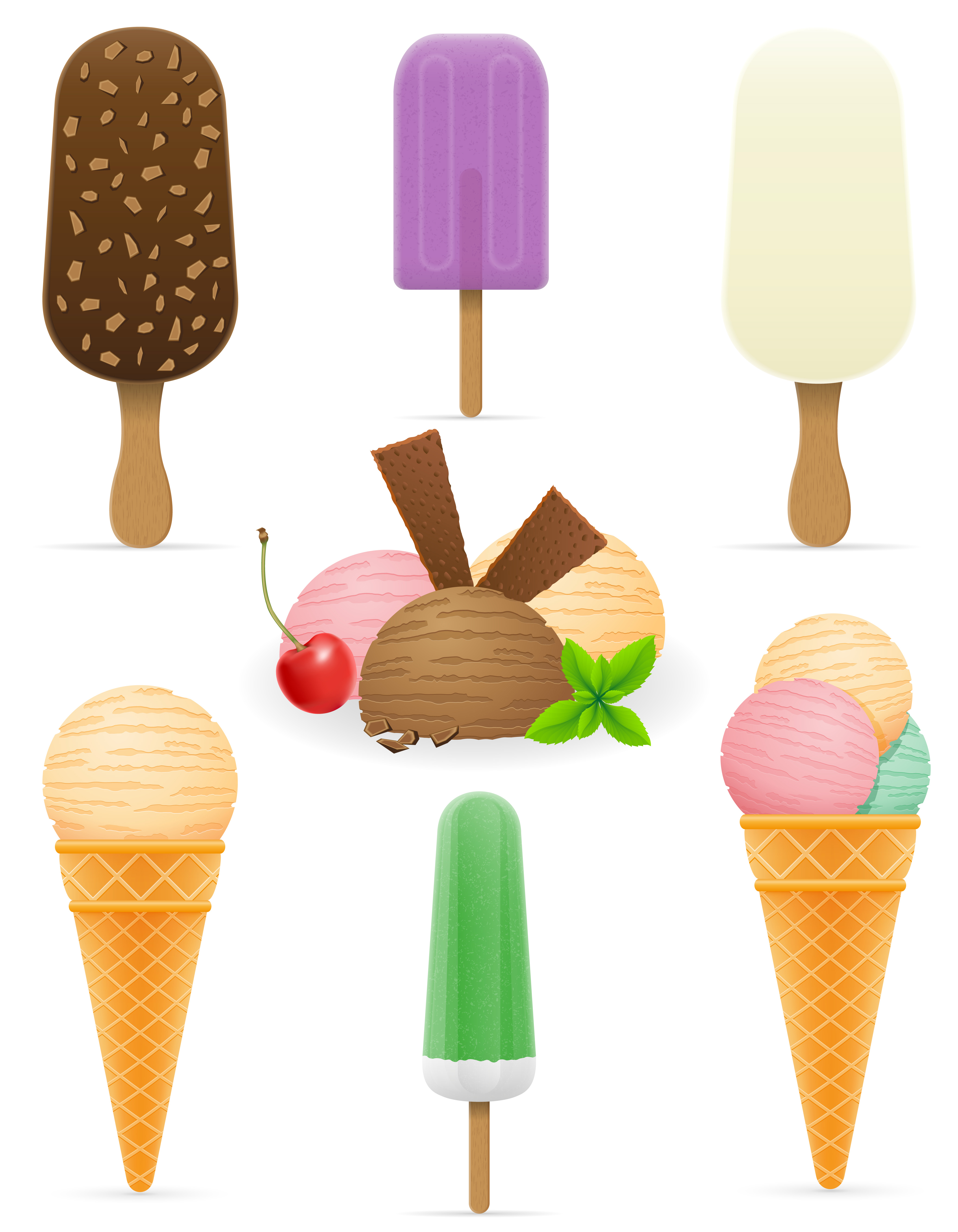 set icons various ice cream vector illustration 488599 Vector Art at