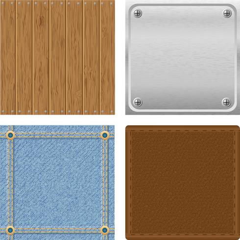 set texture wooden metal jeans leather for design vector