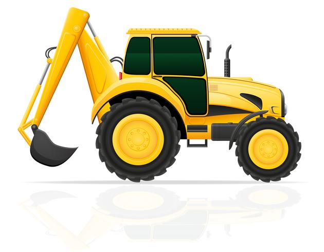 tractor con un cubo detrás de la ilustración vectorial vector