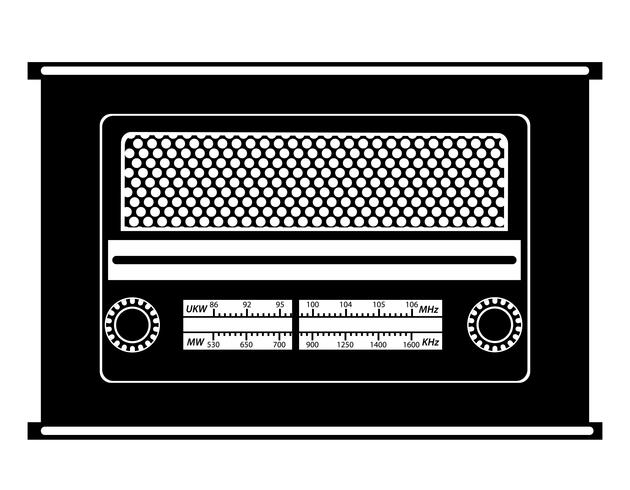 radio viejo retro vintage icono stock vector ilustración negro contorno silueta