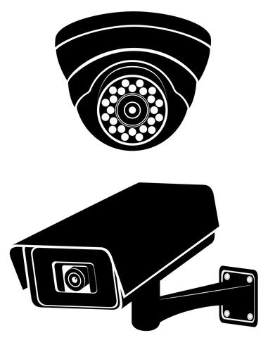 Cámaras de vigilancia silueta negra ilustración vectorial vector