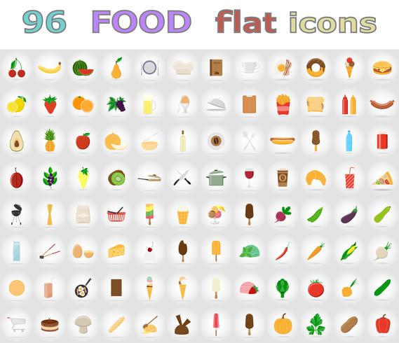 iconos planos de alimentos vector illustration