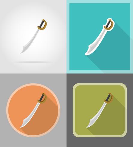 old retro pirate sword flat icons vector illustration