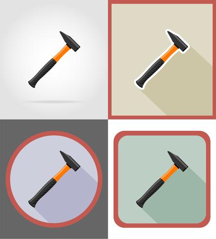 hammer repair and building tools flat icons vector illustration