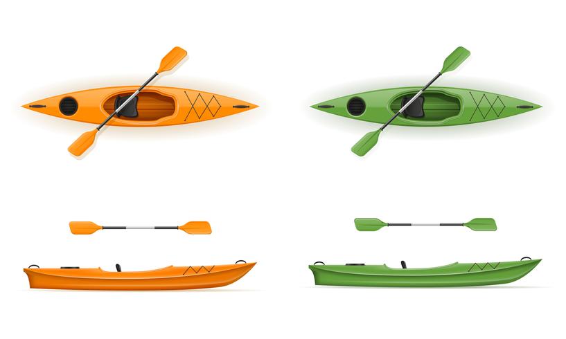 plastic kayak for fishing and tourism vector illustration