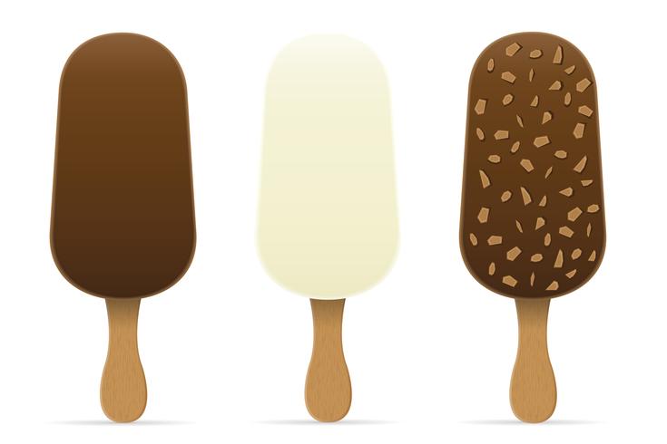 Helado con glaseado de chocolate en la ilustración de vector de palo