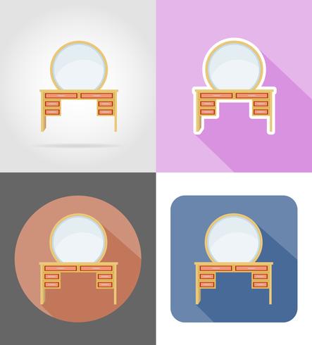 vanity table furniture set flat icons vector illustration