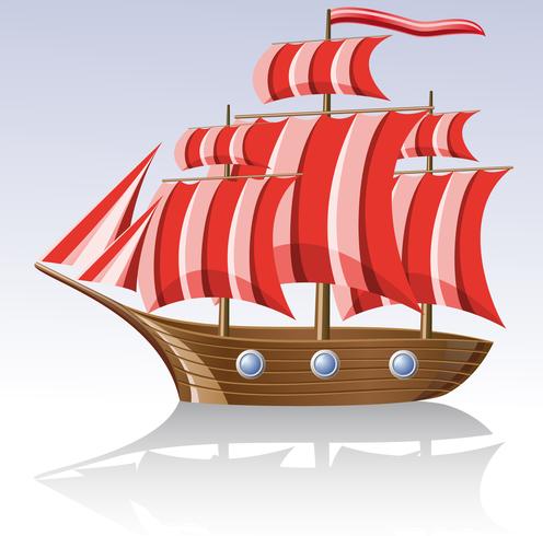 old wooden sailing vessel vector