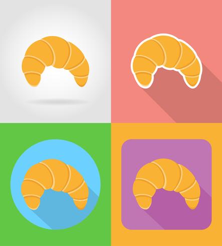 croissant fast food flat icons with the shadow vector illustration
