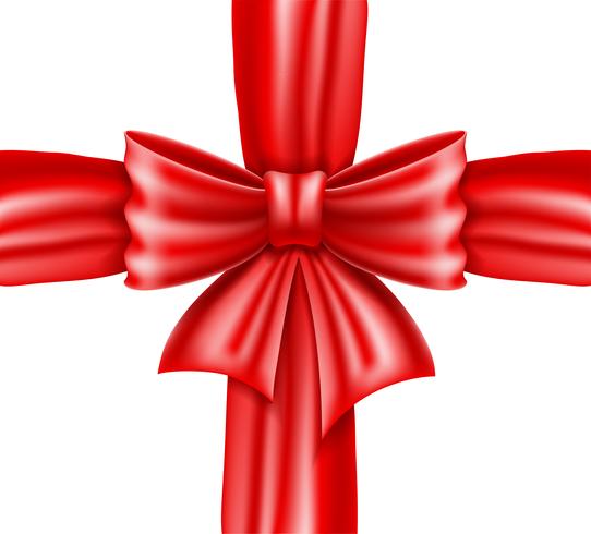 red bow and ribbon realistic vector illustration