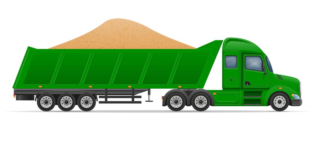 Camión semi remolque entrega y transporte de materiales de construcción concepto vector ilustración