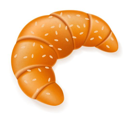 Croissant crujiente con semillas de sésamo ilustración vectorial vector