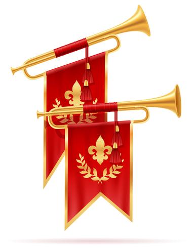 Ilustración de vector de trompeta de cuerno de oro real