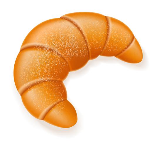 Croissant crujiente espolvoreado con ilustración de vector de azúcar en polvo