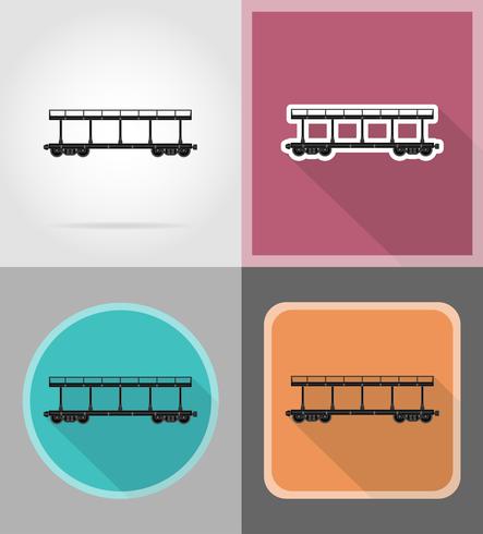 ferroviaria, tren, plano, iconos, vector, ilustración vector