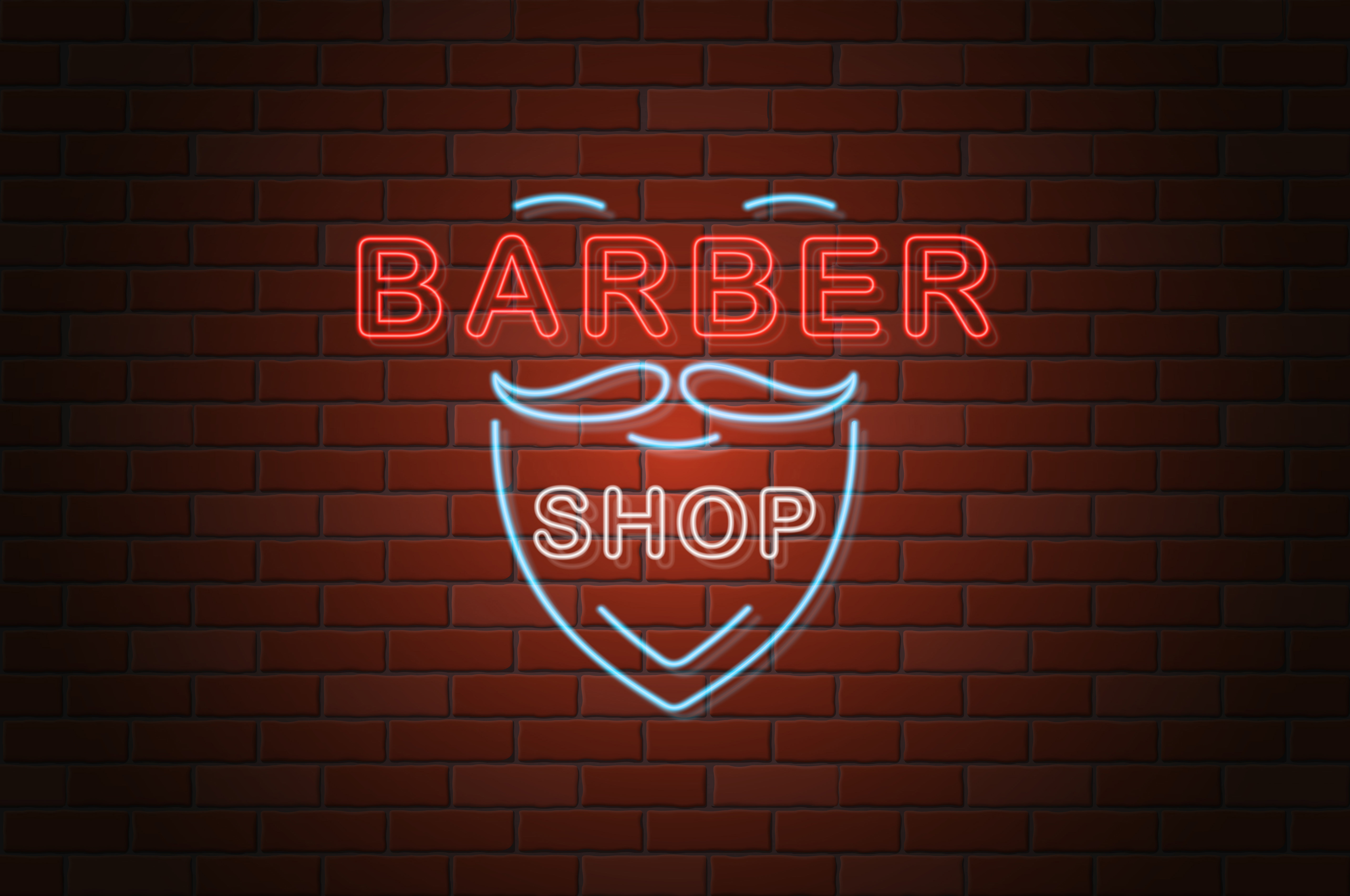 glowing neon signboard barber shop vector illustration 489481 Vector