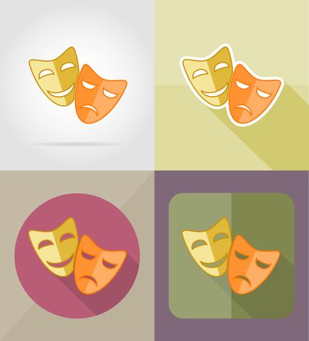 Máscaras de teatro iconos planos vector ilustración