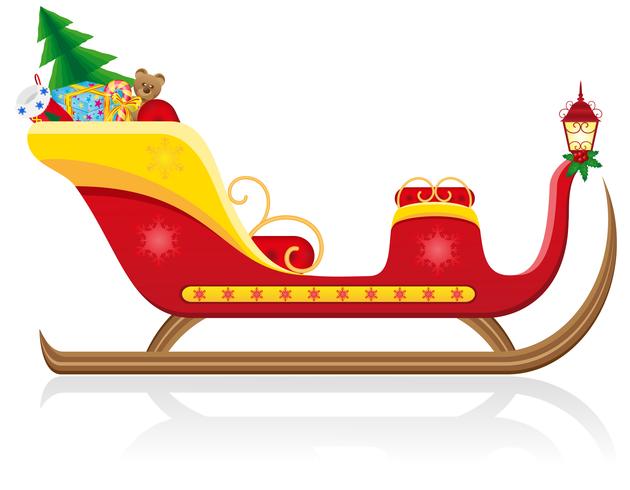 christmas sleigh of santa claus with gifts vector illustration