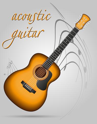 Guitarra acústica instrumentos musicales stock vector ilustración