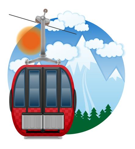 cabin ski cableway emblem vector illustration