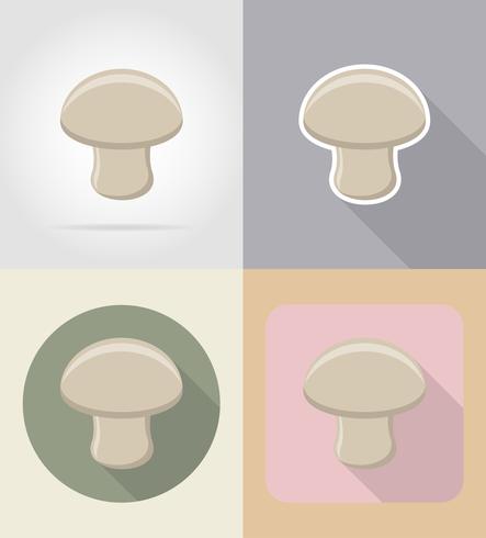 champignon mushroom food and objects flat icons vector illustration