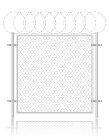 Wire Mesh Fence Isolated on White Background vector