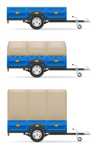 set icons car trailer for the transportation of goods vector illustration